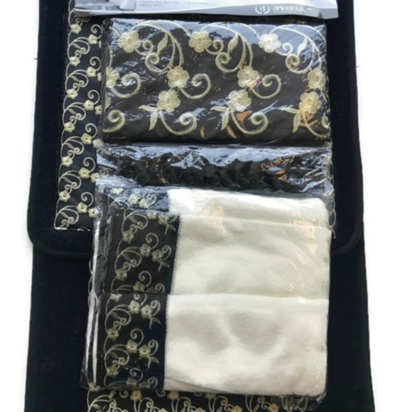 18 Pieces SHAGGY BATHROOM SETS Black - Picture 2 of 5